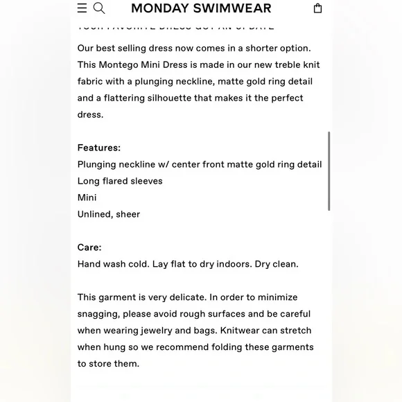 NWT! Monday Swimwear Montego Mini Dress - Picture 4 of 12